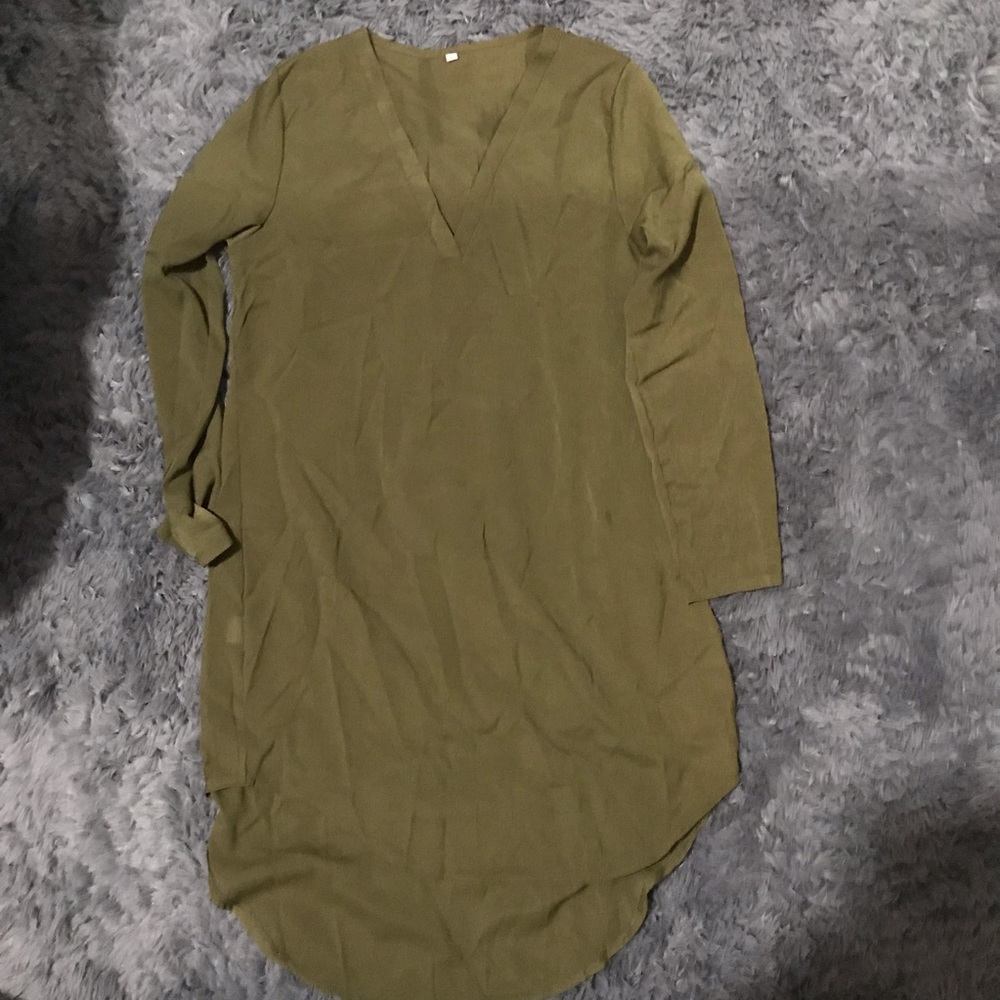 Olive Green High-Low Dress